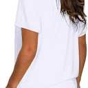 TODOLOR Womens T Shirts Short Sleeve V Neck Loose Casual Summer Tees Basic Tunic Tops with Pocket S-2XL