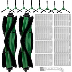 Replacement Parts for iRobot Roomba Combo VAC/Essential Series Q011, Q0520, Q0120, Y0140, Y0110, Robot Vacuum Cleaner, 2 Roller Brush, 8 Side Brushes, 8 Hepa Filters, 1 Cleaning Brush(19 Pack)
