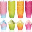 Whaline 200Pcs Bicolor Gradient Tulip Cupcake Liners Greaseproof Muffin Baking Liners Spring Easter Tulip Cupcake Wrappers Baking Cups for Bridal Shower Wedding Birthday Party Decor