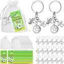 Bucherry 60 Pieces Soccer Party Favors, Includes 20 Soccer Keychains 20 Drawstring White Organza Bags 20 Thank You Tags for Adults Sports Theme Birthday Party Supplies