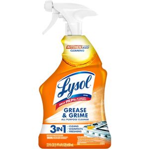 Lysol Pro Kitchen Spray Cleaner and Degreaser, Antibacterial All Purpose Cleaning Spray for Kitchens, Countertops, Ovens, and Appliances, Citrus Scent, 22oz (22 Ounce (Pack of 1))