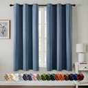 MIULEE Stone Blue Blackout Curtains for Bedroom Living Room 63 Inches Long 2 Panels, Thermal Insulated Room Darkening Drapes Grommet Noise Reducing Light Blocking Window Treatments 40x63 Inch