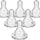 Dr. Brown’s Natural Flow Level 2 Narrow Baby Bottle Silicone Nipple, Medium Flow, 3m+, 100% Silicone Bottle Nipple, 6 Count Pack of 12