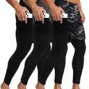 Cutecrop 3 Pcs Men's 2 in 1 Athletic Running Pants Quick Dry Gym Workout Compression Pants with Pockets Towel Loop,XL