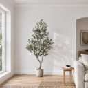 PHYTREE 7FT Olive Trees Artificial Indoor - Thick Trunk & Lifelike Fruits | Faux Olive Tree with Realistic Leaves with Sturdy Base, Fake Olive Tree Full Dense for Modern Home Decor Office Living Room