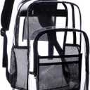 Transparent Backpack With Thickened Pvc Material, Perspective Design, Large Capacity Multi Pocket Backpack, Suitable For Concerts, Work, Travel, Festivals, Daily Commuting (Black)
