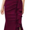 AISIZE Women's Elegant Off Shoulder Ruffle Formal Evening Long Dress (XL)
