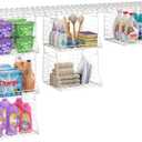 3-Tier Foldable Laundry Basket Organizer with Rotating Hooks - Space-Saving Over Washer and Dryer Shelf for Laundry Room Organization and Storage, Durable Wire Shelving Unit, White