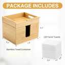 Bamboo Face Towel Holder with 120 XL Towels - Open-Top Skincare Organizer for Facial Cleansing Wipes & Beauty Essentials - Bathroom Countertop Vanity Organizer