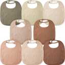 Bearmoss Baby Bibs for Drooling and teething 100% Cotton Muslin Bibs for Baby Boy & Girl,Adjustable, Ultra Absorbent,8 Pack (Coconut Mocha)