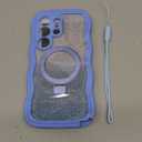 for Galaxy S26 Ultra Case, [Cute Wavy] [Magnetic Stand][Fit for MagSafe][Glitter Card][Built-in 9H+ Screen Protector] Military-Grade Drop Proof Shiny Cover for Samsung Galaxy S26 Ultra,Blue