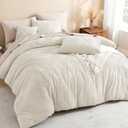 Litanika King Size Comforter Set Beige, 3 Pieces Cream Tufted Boho Farmhouse Bedding Comforter Sets, Lightweight Fluffy Comforter Bed Set for All Season (104x90In Comforter and 2 Pillowcases)