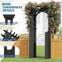 Garvee Wooden Garden Arbor with Gate and Trellis, Outdoor Arch Trellis for Climbing Plants and Plant Stand, Yard Garden Decor