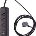 Globe Electric 78249 6ft 3-Outlet USB Surge Protector Power Strip, 2X USB Ports, 2.4 Amps Combined, Black Finish, Right Angle Plug, Compatible with All Charging Devices, Electronic Accessories