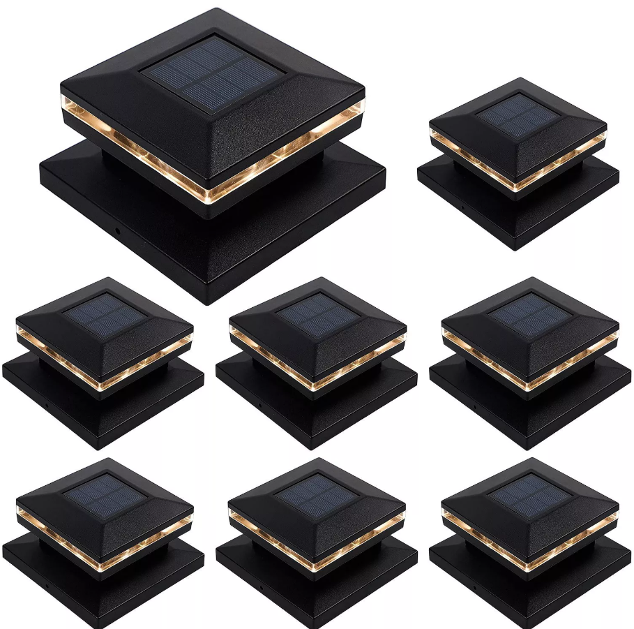 Maggift 8 Pack Outdoor Solar Post Lights Garden Decor Weather Resistant, Black