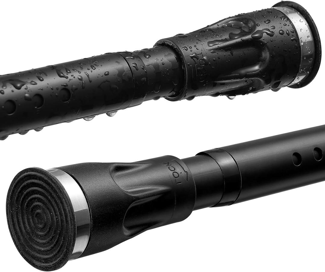 Black Tension rod for shower curtainshower curtain rods No Drilling Expandable Spring Loaded Curtain Tension Rod Adjustable 43 to 87 inch doesn't rust