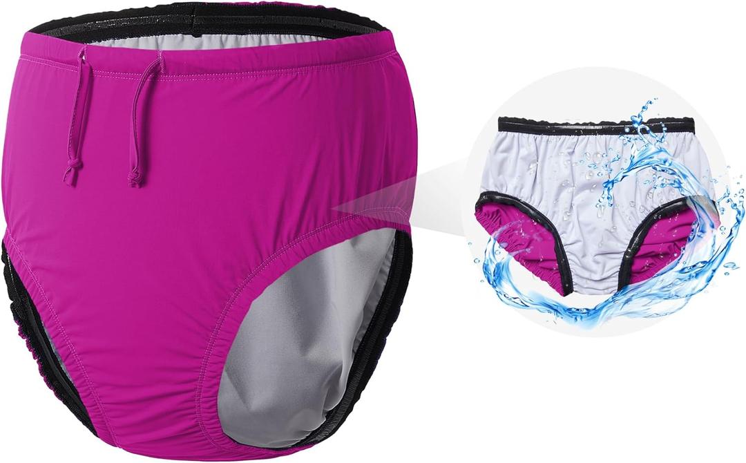 Reusable Swim Diapers for Adults Waterproof Leakproof Incontinence Swimwear Underwear for Men and Women with Special NeedsPink S