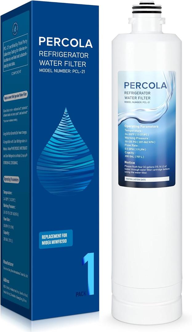 MIWF8200 Water Filter, Compatible with Midea MIWF8200/MF-2812-R4 Water Filter, Midea MRF29D3AST, MRF29D6AST, MRF29D9BST Refrigerator Models (1 Pack)