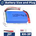 HHZ 7.4V Li-Po Battery 1100mah 25C JST Plug 2Pcs 2S Batteries for Wltoys A949 A959 A969 A979 RC Car Most 1/10 1/16 1/18 1/24 RC Cars