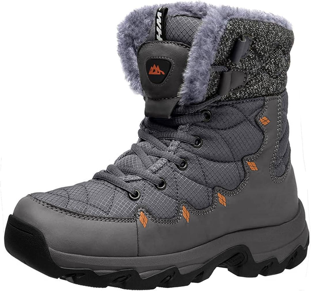 Men's Winter Snow Boots Water Resistant Non Slip Warm Outdoor Lightweight Comfortable Durable 7.1 IN Height Hiking Shoes, Size 9
