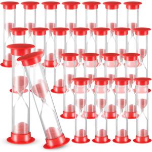 24 Pcs 5 Minute Sand Timer Plastic Hourglass 5 Min Visual Timer Mini Classroom Small Shower Hourglass for Teacher Classroom School Must Haves Supplies Egg Sand Clock Kids Time Management(Red)