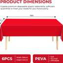6 Pack Premium Disposable Plastic Tablecloth 54" x 108" Party Table Cloths Disposable for 6 to 8 Foot Tables Indoor or Outdoor Parties Birthdays Weddings Christmas Anniversary Buffet Table (Red)