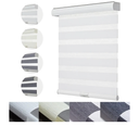 Persilux Cordless Zebra Blinds for Windows with Jacquard Pattern Roller Shades Room Darkening Sheer Window Shades for Home, Office and French Door (27" W x 72" H, White)
