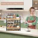 LEMIKKLE 2-Tier Wood Coffee Station Organizer with Pod Holder and Drawer, Kitchen Countertop Organizer, Coffee Bar Accessories Station with Coffee Pod Storage, Coffee Organizer (Light Brown)