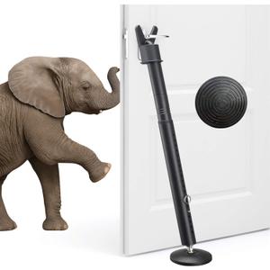 Door Security Bar - Upgraded Anti-Slip Base, Heavy Duty Burglar Door Stopper Stick, 28-52" Adjustable Barricade Safety Jammer Stoper for Front Door Patio Sliding Glass Window, Black (Pack of 1)