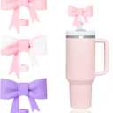 7 x 3 Pcs Classic Cute Bow Straw Covers Cap Toppers Compatible with Stanley 30&40 oz Tumbler Cups,Reusable Silicone Straws Lids Protectors for 0.4 in/10mm Stanleys Cup Accessories