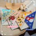 6 x Personalized Hand Embroidered Corner Bookmarks for Women-Seasons Felt Triangle Page Stitched Leather Bookmark,Unique Cute Flower Embroidery Book Marker Clip for Book Lovers' Gifts (Autumn)