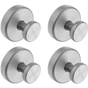Suction Cup Hooks for Shower, Removable Towel Hooks for Bathroom Window Glass Door Wall, Bath Robe Looafh Hook for Hanging - 4 Pack, Silver