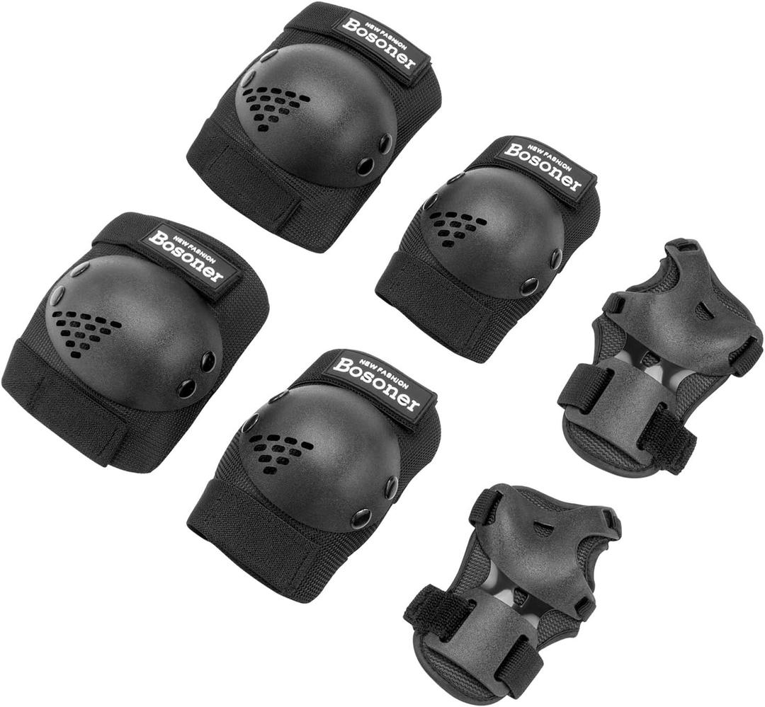 BOSONER Kids/Youth Knee Pad Elbow Pads for Roller Skates Cycling BMX Bike Skateboard Inline Rollerblading, Skating Skatings Scooter Riding Sports, Medium(6-15 years)
