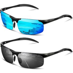 XXL 150MM Sport Semi-rimless Polarized Sunglasses Men, Scratch/Seawater/Oil Resistant Lens, Rugged Al-Mg Frame