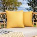 Kevin Textile Pack of 2 Outdoor Waterproof Pillow Covers Checkered Decorative Cushions Sham Throw Pillowcases Shell for Patio Tent Garden Couch Bed Sofa 22x22 Inch Yellow