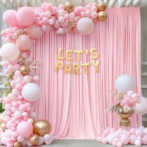 8 x 10 ft Baby Pink Backdrop Curtains Photo Background Panels Wrinkle Free Drapes for Backdrop Soft Long Curtains for Backdrop Decoration Princess Birthday Parties Wedding Bridal Shower,W4' x H10'(2 panels), Baby Pink