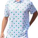 Mens Polo Shirts Short Sleeve Print Golf Shirts Gifts for Men (White, M)