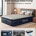 OhGeni Air Mattress Queen with Built in Pump, Ideal Alternative to a Bed, Blow Up Colchones Inflables Mattress for Guests, Portable Air Mattresses, 18" Raised Elevated Air Bed for Camping, Dark Blue