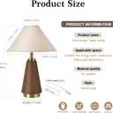 18.11 Inch Brown Table Lamp Set of 2, Farmhouse Table Lamps with Beige Fabric Shade, PU Leather for Kitchen Counter, Bedroom, Nightstand, Desk Lighting, Bookshelf, Living Room, Kids Dorm