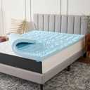 LUCID 3 Inch Gel Memory Foam Mattress Topper, Full size 5 Zones Cooling Gel Infusion CertiPur Certified Foam