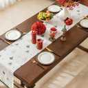 White Christmas Tree Table Runner 95 Inch Long, Ideal for Gifting, Draping Xmas Holiday Table Runner with Dark Green Fringes, Seasonal Winter Kitchen Dining Table Decoration for Home Party 14x95 Inch