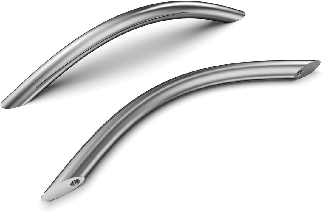 homdiy 10 Pack 5 Inch Brushed Nickel Cabinet Pulls Arched Drawer Handles Solid Hardware for Kitchen and Bathroom Dresser