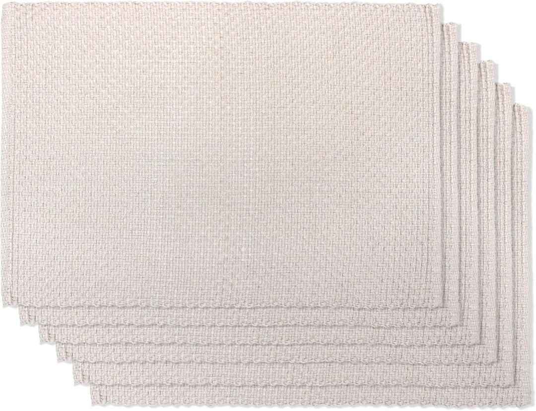Urban VillaPlacemats for Dining Table 100% Cotton Placemats 14''x20'' Over Sized Tablemats Set of 6 Placemats Tone Tone Beige Tablemats for Family Dinners Wedding PartiesPlacemats