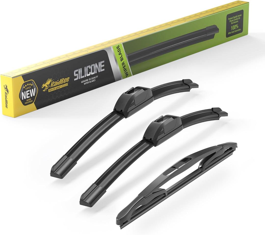 Raidbee Silicone Windshield Wiper blades 3 pack Replacement for Jeep Wrangler 2017 2016 2015 2014 2013 2012 2011 2010 2009 2008 2007 All-Season Silicone Windshield Wipers 15" 15" 12"
