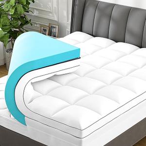 4 Inch King Mattress Topper Dual Layer,2 Inch Gel Memory Foam Plus 2 Inch Cooling Pillow Top Mattress Pad Cover for Back Pain, with 8-21 Inch Deep Pocket 4 Inch King Mattress Topper Dual Layer,2 Inch Gel Memory Foam Plus 2 Inch Cooling Pillow Top Mattress Pad Cover for Back Pain, with 8-21 Inch Deep Pocket