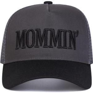 Mommin Trucker Hat, Mommin Baseball Cap for Women, Gift for mom hat (Black)