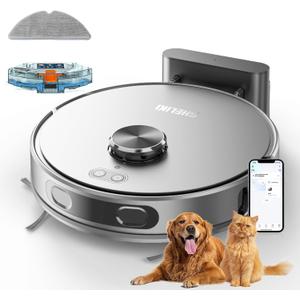 Robot Vacuum and Mop, Mapping Robotic Vacuums Cleaner with LiDAR Navigation Smart & Strong Suction, WiFi/App/Alexa/Voice Control, Obstacle Avoidance, for Home, Wood/Hard Floors, Pet Hair -Gray