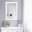 Rattan Trim Wall Mirror, 18' x1.25' x 23.75' , White