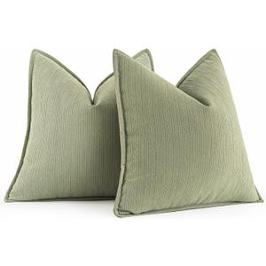 MIULEE Sage Green Decorative Pillow Covers 22x22 Inch Set of 2 Chenille Couch Throw Pillow Covers Farmhouse Cushion Cases with Elegant Design for Home Decor Sofa Bedroom Living Room