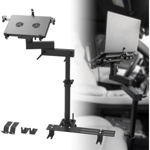 MELIPRON Truck Laptop Mount for Cars, Vans, Vehicles, No-Drill Computer Stand with Adjustable Height, Full Motion Swivel, Heavy-Duty Laptop Holder for Mobile Work